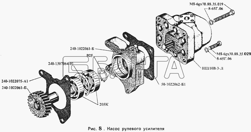 ЗИЛ ЗИЛ 5301 Схема Насос рулевого усилителя-44 banga.ua