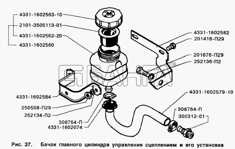 ЗИЛ ЗИЛ 5301 Схема Бачек главного цилиндра управления banga.ua