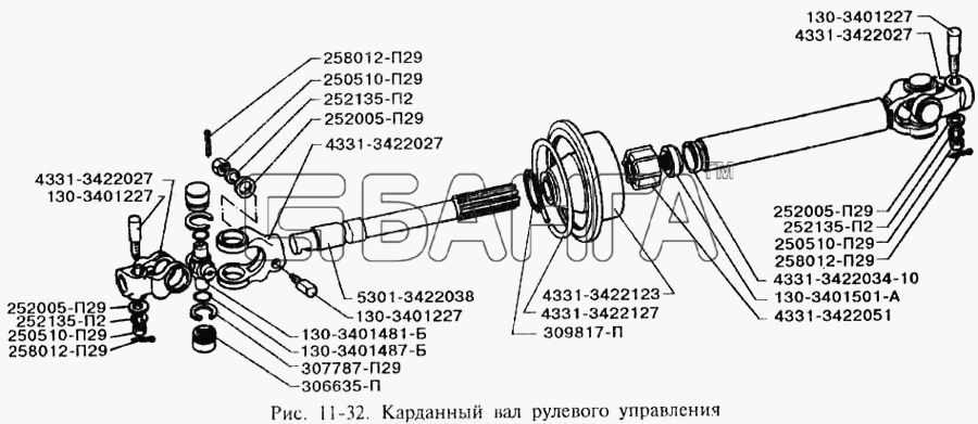 ЗИЛ ЗИЛ-3250 Схема Карданный вал рулевого управления-115 banga.ua