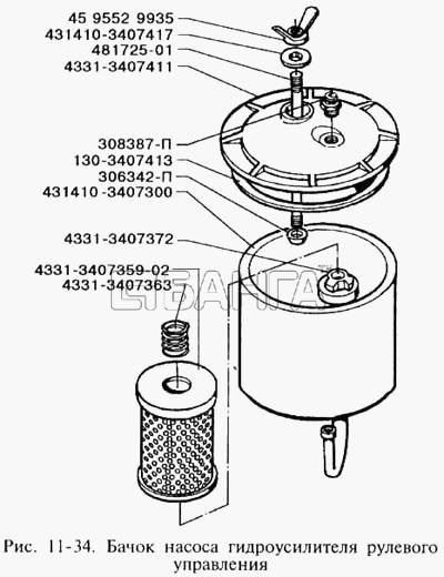 ЗИЛ ЗИЛ-3250 Схема Бачок насоса гидроусилителя рулевого banga.ua