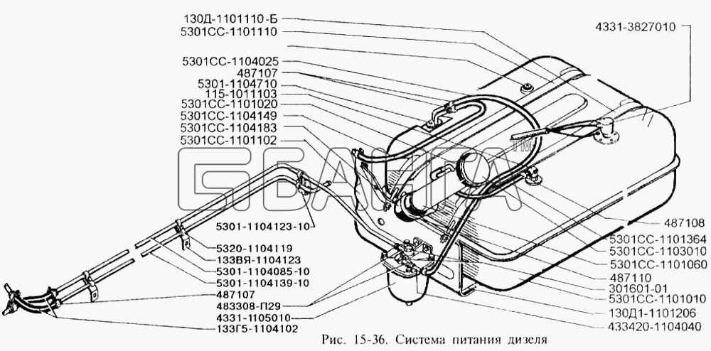 ЗИЛ ЗИЛ-3250 Схема Система питания дизеля-62 banga.ua