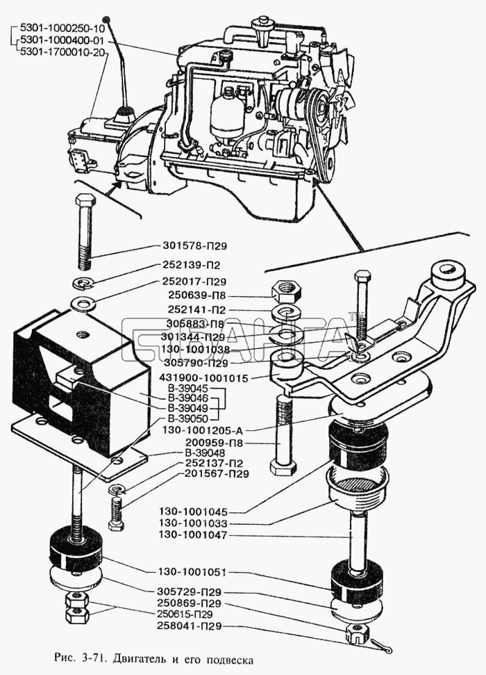 ЗИЛ ЗИЛ-3250 Схема Двигатель и его подвеска-47 banga.ua