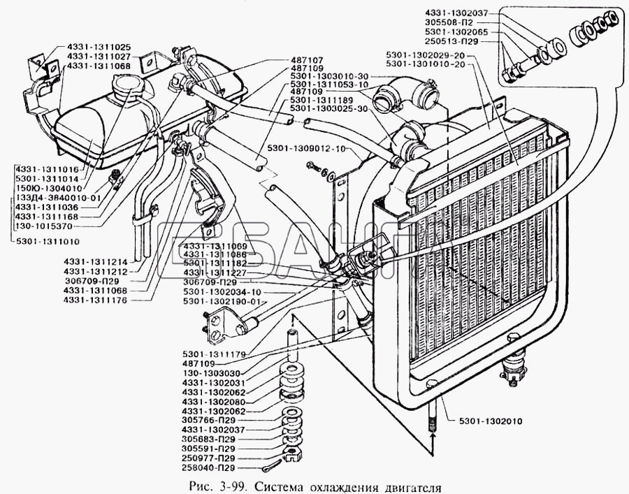 ЗИЛ ЗИЛ-3250 Схема Система охлаждения двигателя-80 banga.ua