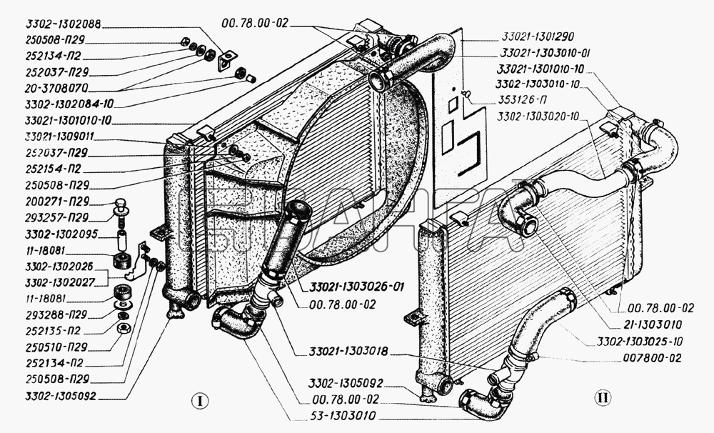 ЗМЗ ЗМЗ-406 Схема Радиатор подвеска радиатора трубопроводы и banga.ua