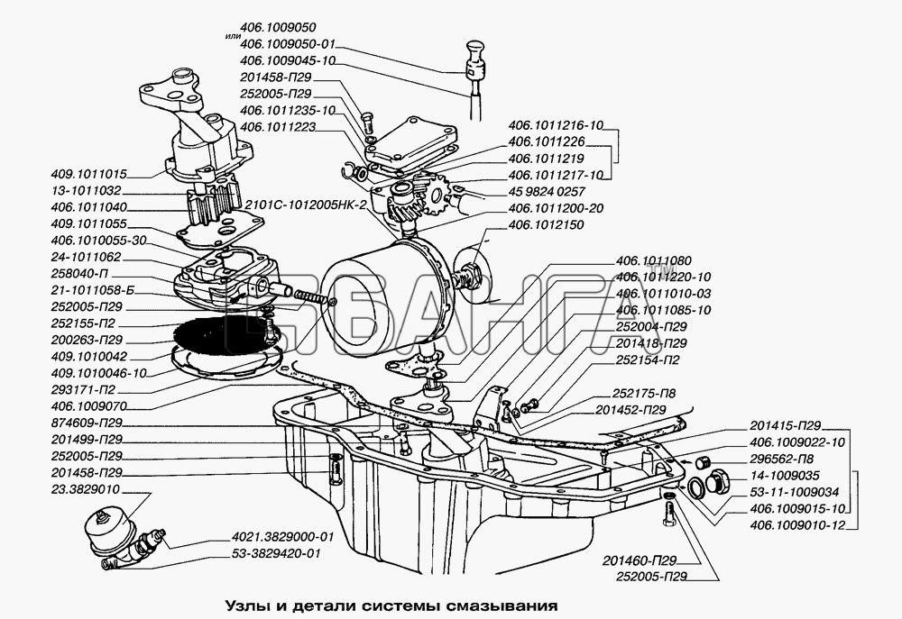 ЗМЗ ЗМЗ-40524.10 (Евро 3) Схема Узлы и детали системы смазывания-10
