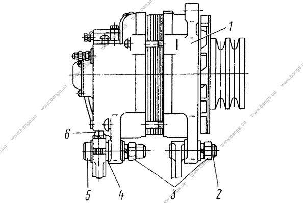 Крепление генератора на кронштейне двигателя КамАЗ-5320, -55102, -55111