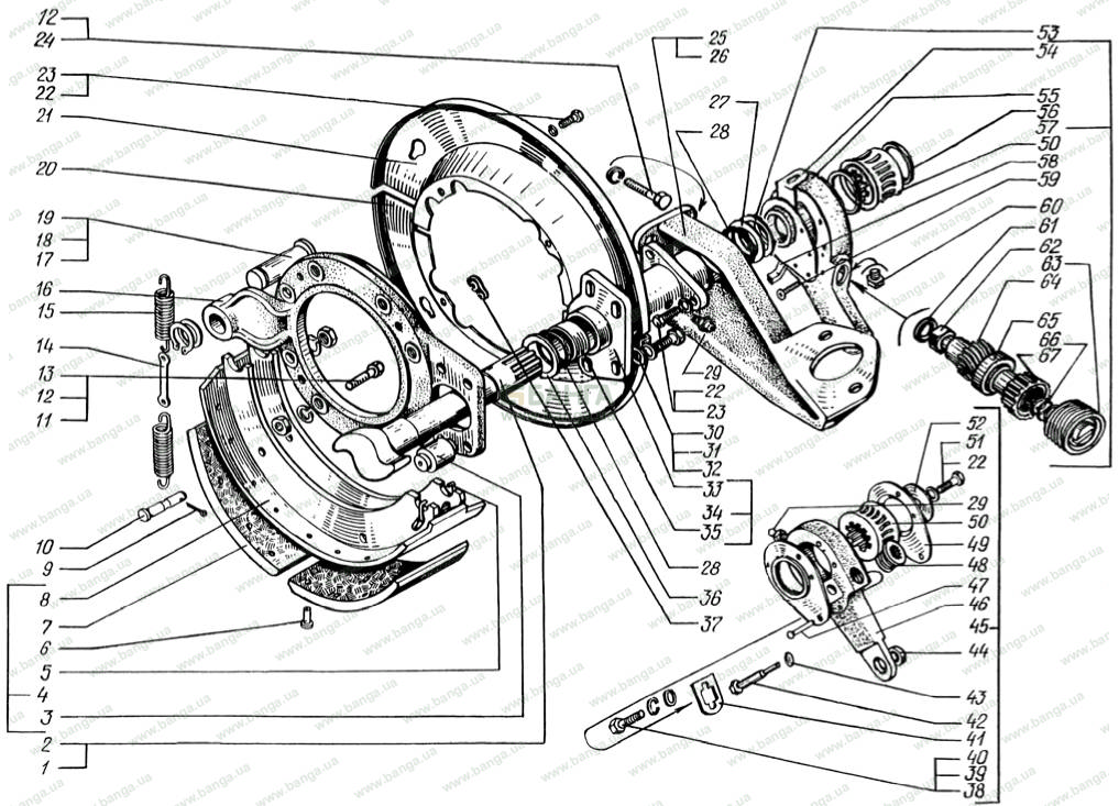 Механизмы тормозные задних колес КрАЗ-6510, КрАЗ-65101
