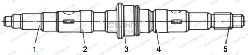 Расположение шеек промежуточного вала раздаточной коробки КрАЗ-6510, КрАЗ-65101