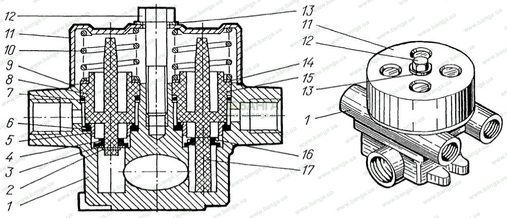 Клапан защитный четырехконтурный КрАЗ-6510, КрАЗ-65101