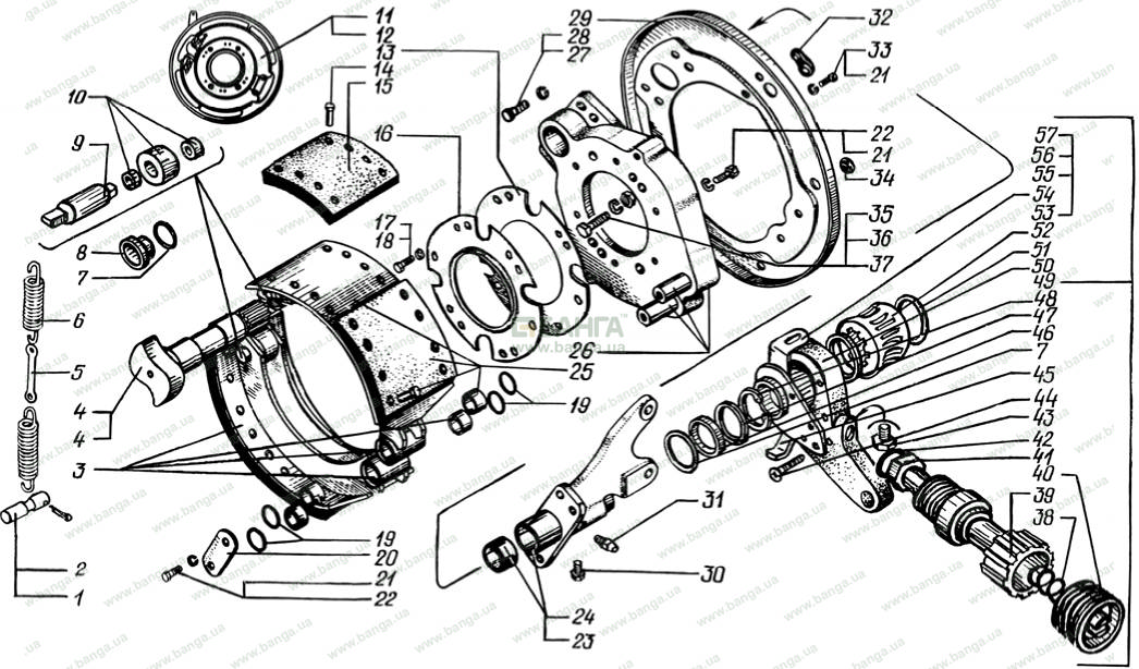 Механизмы тормозные передних колес КрАЗ-6510, КрАЗ-65101