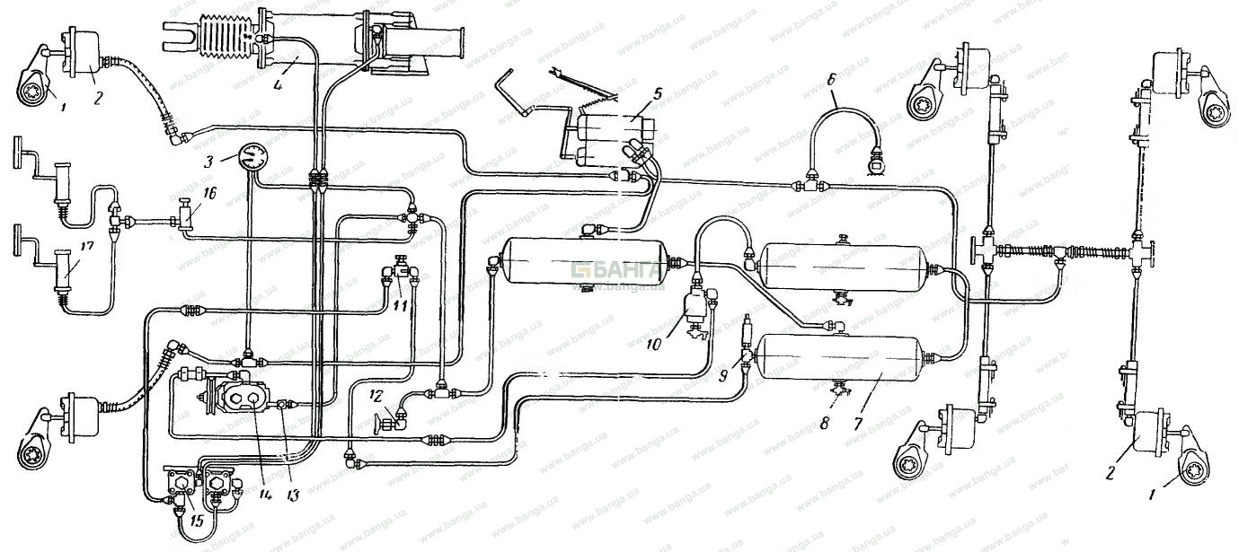 Маз 5516 схема тормозной системы