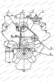Схема проверки натяжения ремней КамАЗ-740
