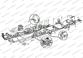 Расположение приборов тормозных систем на автомобиле КамАЗ-5320 