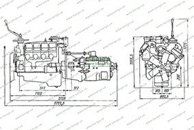 Габаритные размеры силового агрегата 