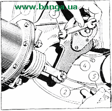 Регулировка зазора между тормозным барабаном и наклад­ками колодок (заднее колесо) КрАЗ-219, КрАЗ-221, КрАЗ-222, КрАЗ-214