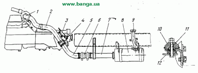 Система выпуска отработавших газов КрАЗ-65055, КрАЗ-65053, КрАЗ-64431