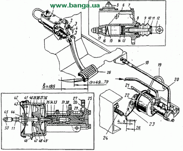 Привод управления сцеплением КрАЗ-65055, КрАЗ-65053, КрАЗ-64431