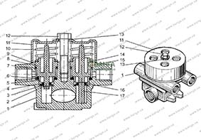 Клапан защитный четырехконтурный КрАЗ-7133 С4, КрАЗ-7133 Н4