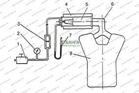 Схема установки для проверки герметичности впускного тракта КрАЗ-5233ВЕ, КрАЗ-5233НЕ 