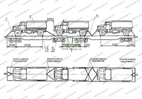Схема установки трьох автомобілів КрАЗ-5233НЕ 