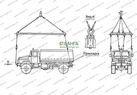 Схема стропування автомобіля КрАЗ-5233НЕ 