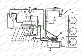 Схема системи живлення двигуна паливом КрАЗ-5233НЕ 