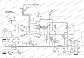 Схема пневматического привода тормозной системы автомобилей КрАЗ-65055-04 и КрАЗ-6230С4-400