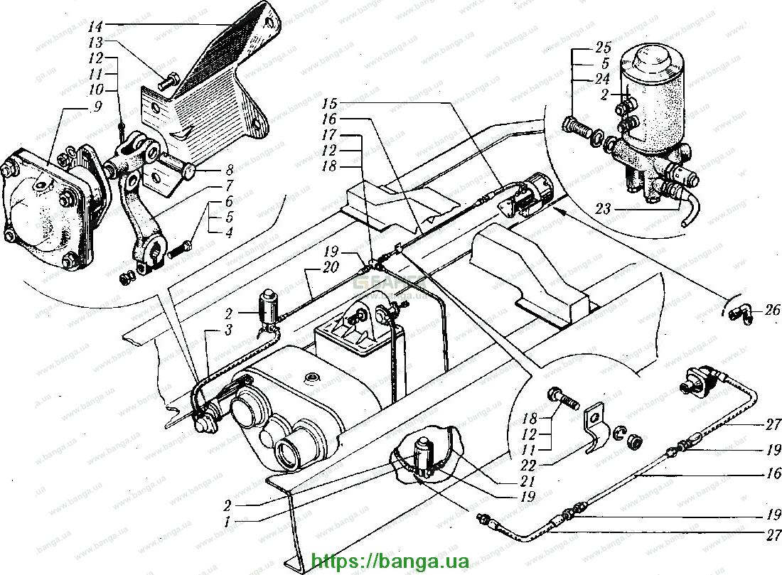 Механизм блокировки дифференциала отбора мощности КРАЗ-6510
