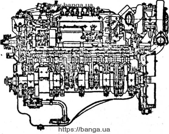 Продольный разрез двигателя ЯМЗ-238Н, ЯМЗ-238ФМ