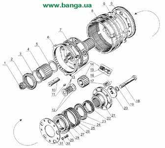 Валы и шестерни демультипликатора двигатель ЯМЗ-238 Б