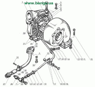 Трубки подвода и отвода масла турбокомпрессора Двигатель ЯМЗ-238Д