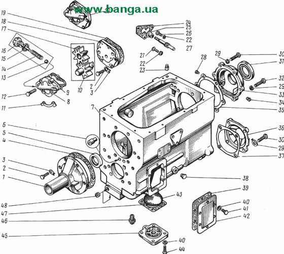 Картер и масляный насос коробки передач ЯМЗ-238 М