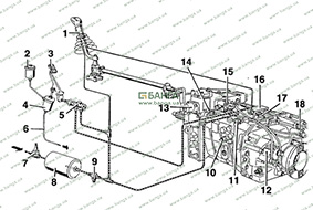 Схема пневматической системы управления КПП и выходного реле MAN M 2000 