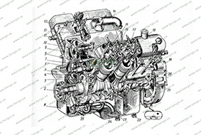 Общий вид двигателя МАЗ-500 