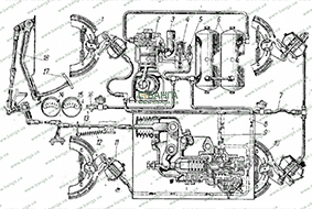 Схема пневматического привода тормозов автомобилей МАЗ-500 