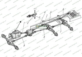 Схема расположения карданных валов трансмиссии и привода лебедки автомобилей УРАЛ-4320-10, УРАЛ-4320-31