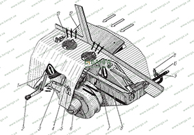 Схема действия отопителя кабины и обдува ветрового стекла Урал-5557-40