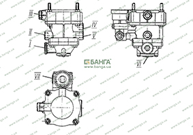 Клапан управления тормозами прицепа с двухпроводным приводом и клапаном обрыва Урал-6470