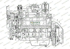 Продольный разрез двигателя ЗИЛ-133