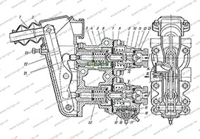 Двухсекционный тормозной кран автомобиля ЗИЛ-133