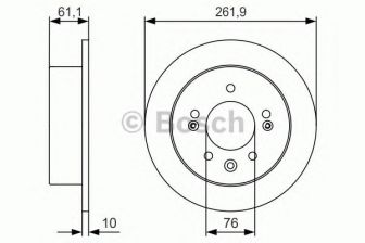 Фото : 0 986 479 R09 | Диск гальмівний HYUNDAI ELANTRA задн. (вир-во Bosch)