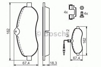 Фото : 0 986 494 163 | Колодка гальм. диск. CITROEN/FIAT/PEUGEOT JUMPY/SCUDO/EXPERT передн. (вир-во Bosch)