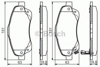 Фото : 0 986 495 083 | Колодка гальм. диск. TOYOTA AVENSIS (T25), COROLLA V передн. (вир-во Bosch)