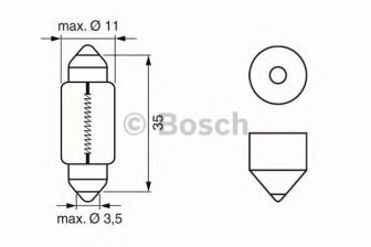 Фото : 1 987 302 228 | Лампа розжарювання 12V 10W SV8,5-8 Pure Light 35мм (вир-во Bosch)