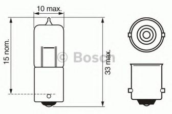 Фото : 1 987 302 233 | Лампа розжарювання 12V 10W BA9s PURE LIGHT (вир-во Bosch)