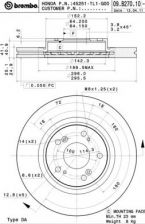 Фото : 09.B270.10 | Диск гальмівний HONDA ACCORD VIII 2.0-2.4 08 - передн. (вир-во BREMBO)