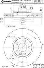 Фото : 09.B498.10 | Диск гальмівний VW TRANSPORTER V 2.0 03-, MULTIVAN V 09- передн. (вир-во BREMBO)