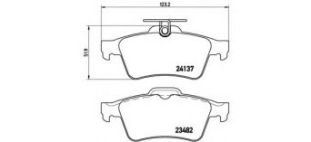 Фото : P 59 042 | Колодка гальм. диск. FORD FOCUS MAZDA 3,5 OPEL VECTRA C, RENAULT LAGUNA задн. (вир-во BREMBO)