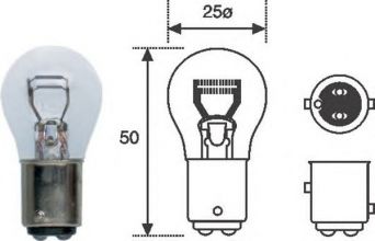 Фото : 008528100000 | Лампа накаливания, фонарь сигнала торможения (пр-во Magneti Marelli кор.код. P21 5W 12)
