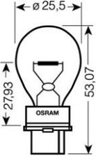 Фото : 3156 | Лампа допоміжн. освітлення 27W 12V W2,5X16D 5XF (вир-во OSRAM)